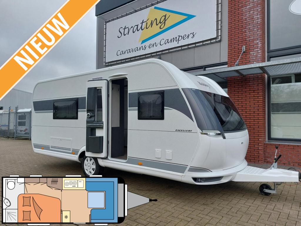 Hobby Excellent 540 WFU 2025 Fransbed/Badkamer, Caravans en Kamperen, Caravans, Rondzit, Hobby, Schokbreker, Bedrijf