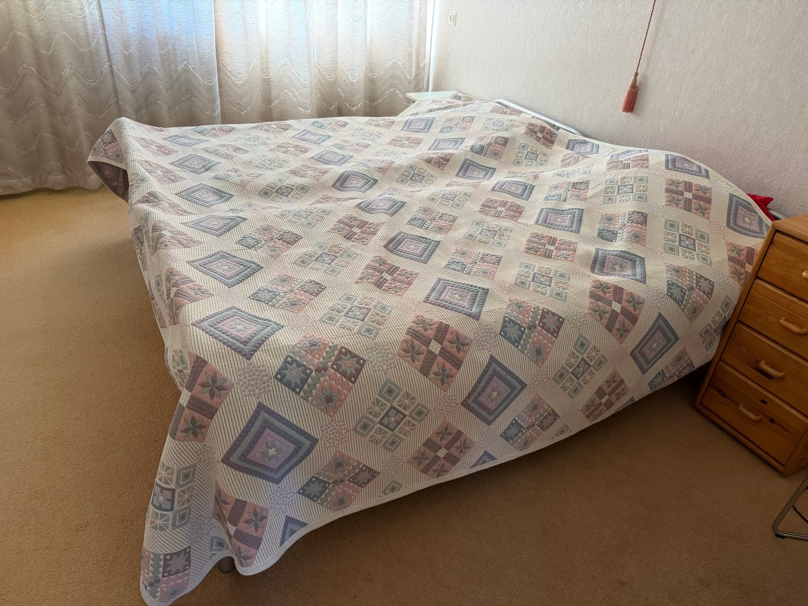 Zwaar groot sprei 290 x 250, Huis en Inrichting, Gebruikt, Lits-jumeaux, Wit, Ophalen of Verzenden