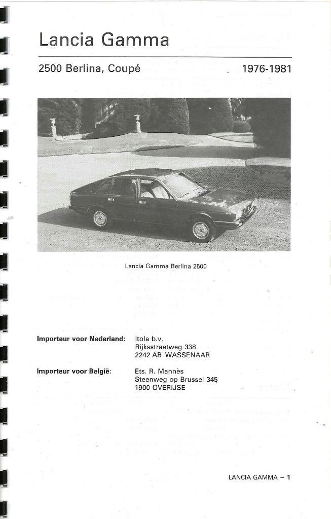 Lancia Gamma Berlina Coupe' 1976 - 1981  specificaties ., Verzenden