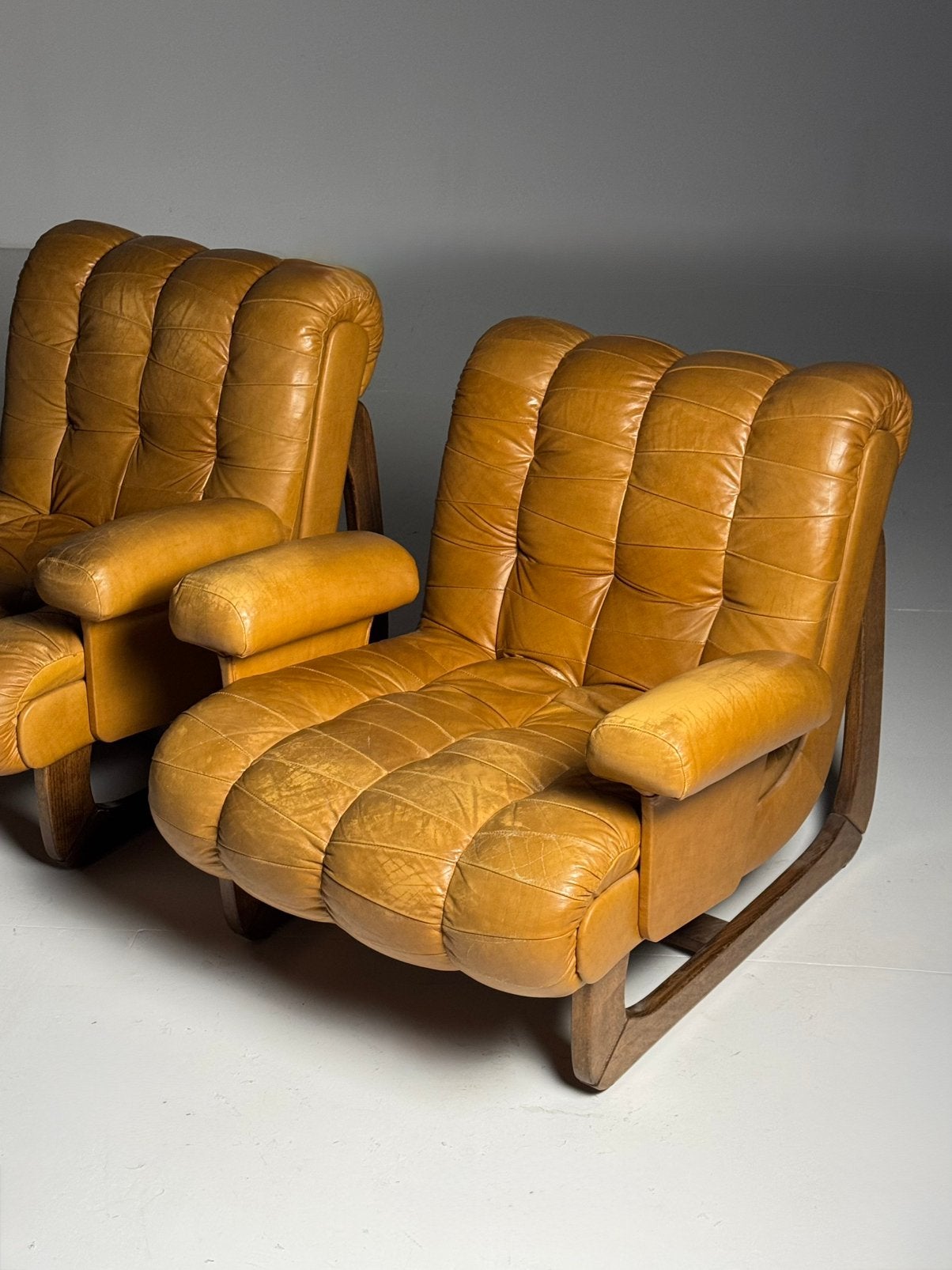 Fauteuils leder vintage Italiaans 1970, Ophalen of Verzenden
