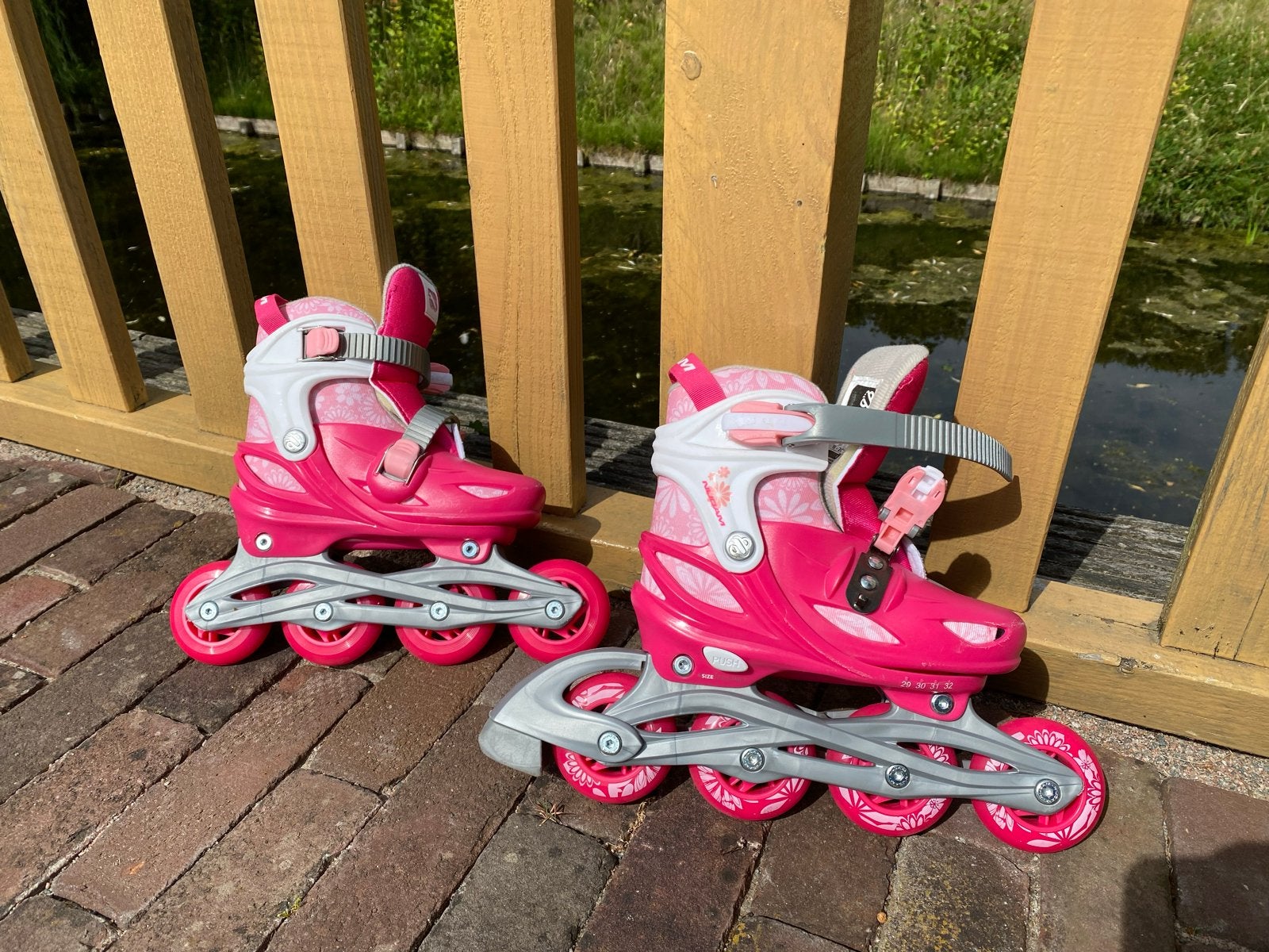 Nijdam roze inline skates maat 29-32 inclusief bescherming, Ophalen, Gebruikt, Overige typen, Nijdam