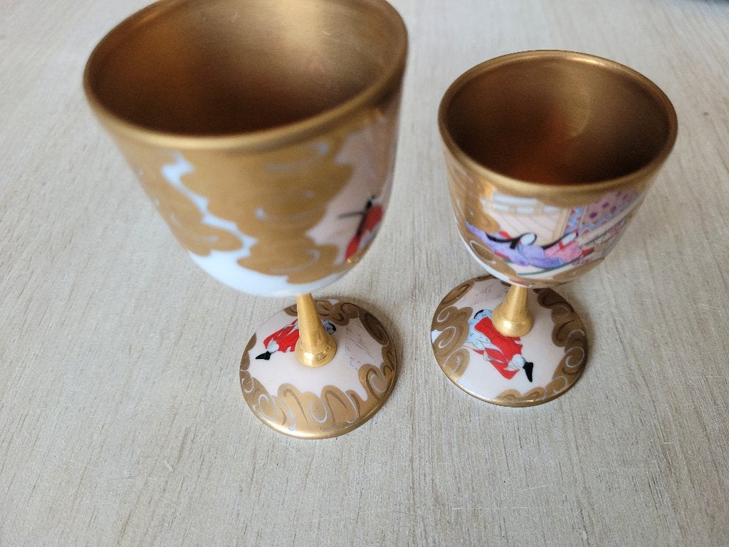 Kunst vaasjes Chinees, 8 cm, Goud, Ophalen of Verzenden, Set
