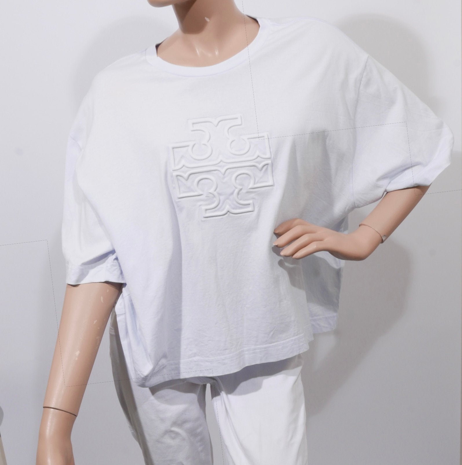 RIANI ijsblauw/ wit t-shirt met monogram logo maat XXL ZGAN, Blauw, Maat 46/48 (XL) of groter, Ophalen of Verzenden, Zo goed als nieuw