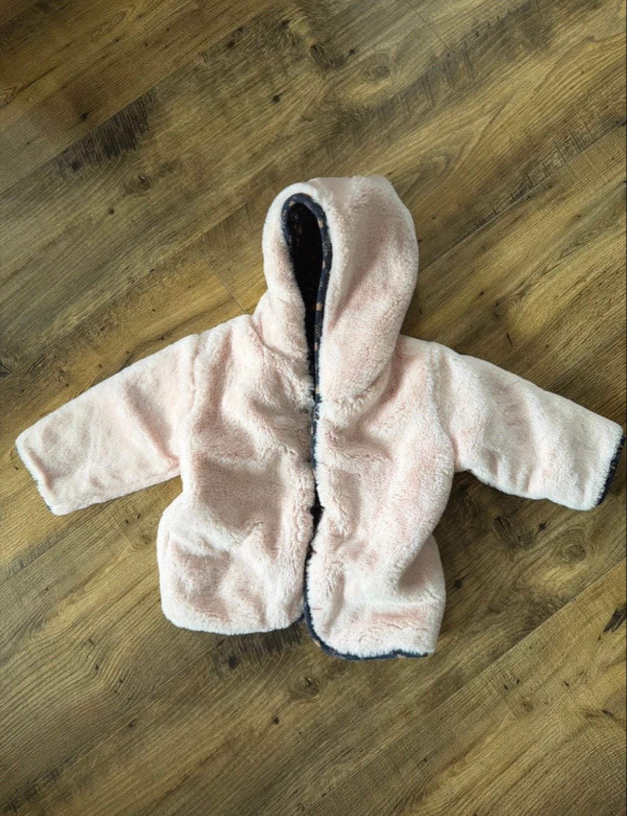 Omkeerbare winterjas voor meisje - Maat 74 (geschat), Ophalen of Verzenden, Gebruikt, Meisje, Jasje