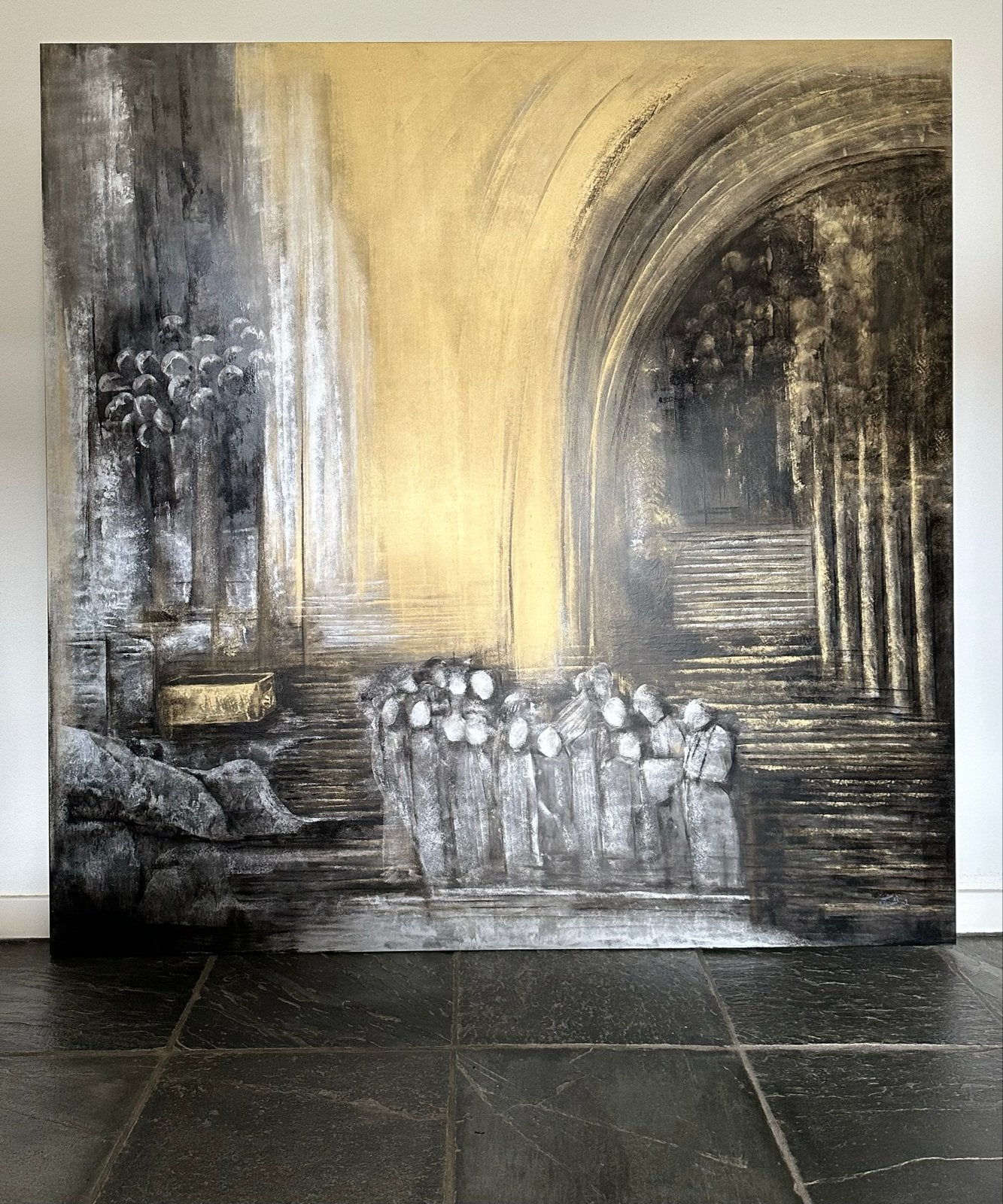 Uniek modern lak schilderij - 122x122 cm, Ophalen, Hout, Gelakt/vernis, Overig onderwerp