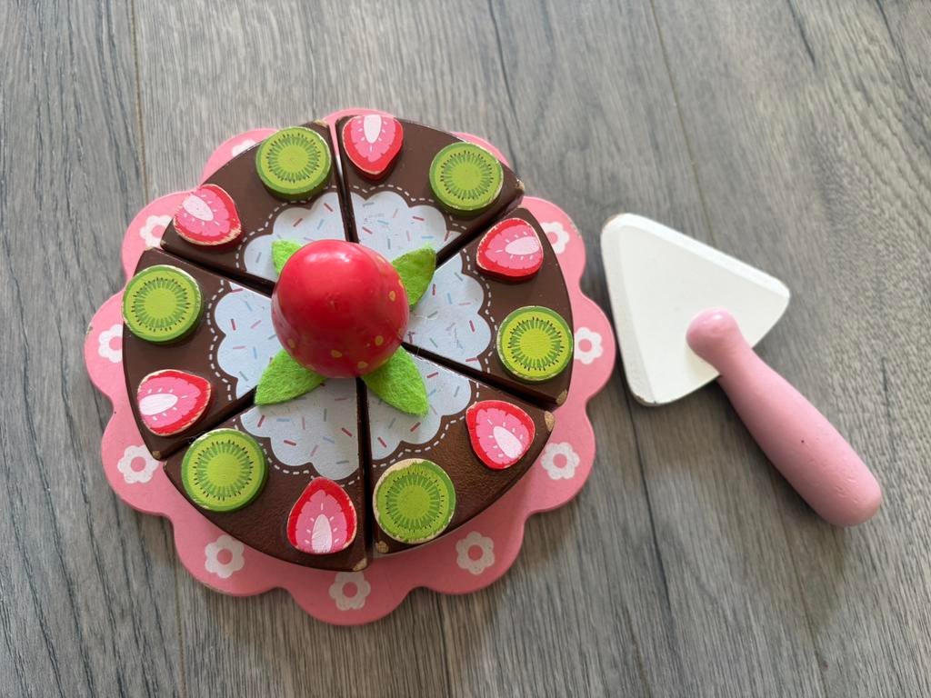 Houten speelset taart compleet, Ophalen of Verzenden, Gebruikt, Hout, Speelkeuken-accessoire