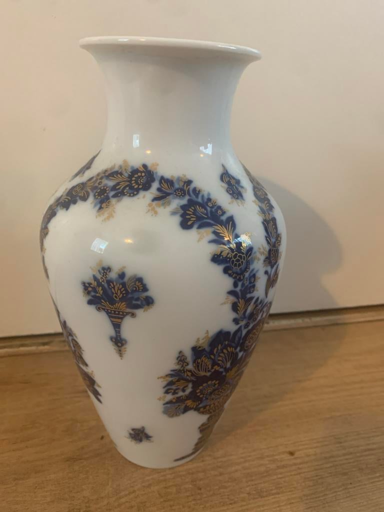 Heinrich Germany Echt Kobalt Vaas - Wit met Blauw/Goud, Ophalen of Verzenden