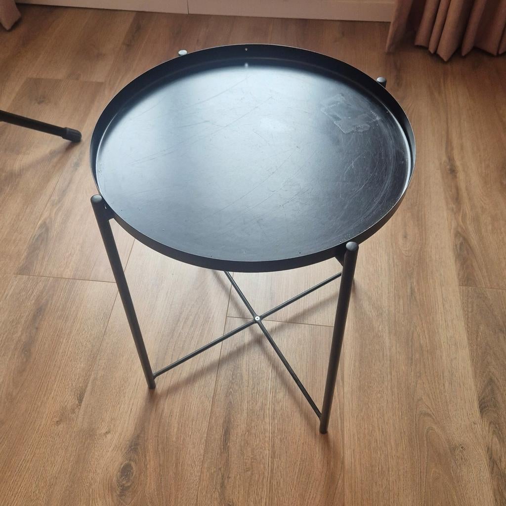 Zwarte ronde bijzettafel - Metaal, Minder dan 45 cm, Minder dan 55 cm, Gebruikt, Metaal of Aluminium