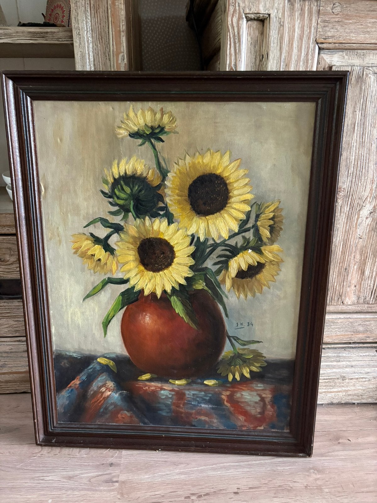 Zonnebloemen schilderij, Ophalen