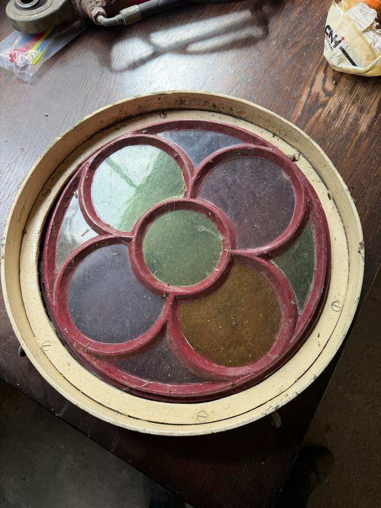 Vintage Rond Glas-in-lood Raam - Diverse Kleuren, Ophalen, Zo goed als nieuw