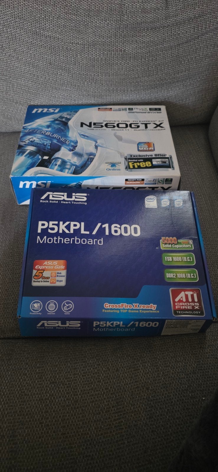 Asus P5KPL/1600 Moederbord & MSI N560GTX Videokaart, Computers en Software, Videokaarten, Nieuw, Ophalen of Verzenden