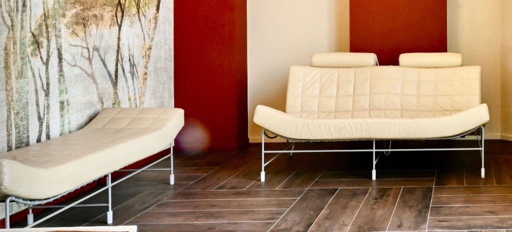 Leolux volare tweezits bank met hocker leer, Ophalen, Gebruikt, 150 tot 200 cm, Tweepersoons