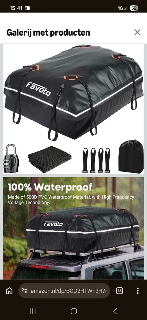 Favoto Waterdichte Dakkoffer Tas - 100% Waterdicht, Auto diversen, Dakkoffers, Ophalen, Zo goed als nieuw
