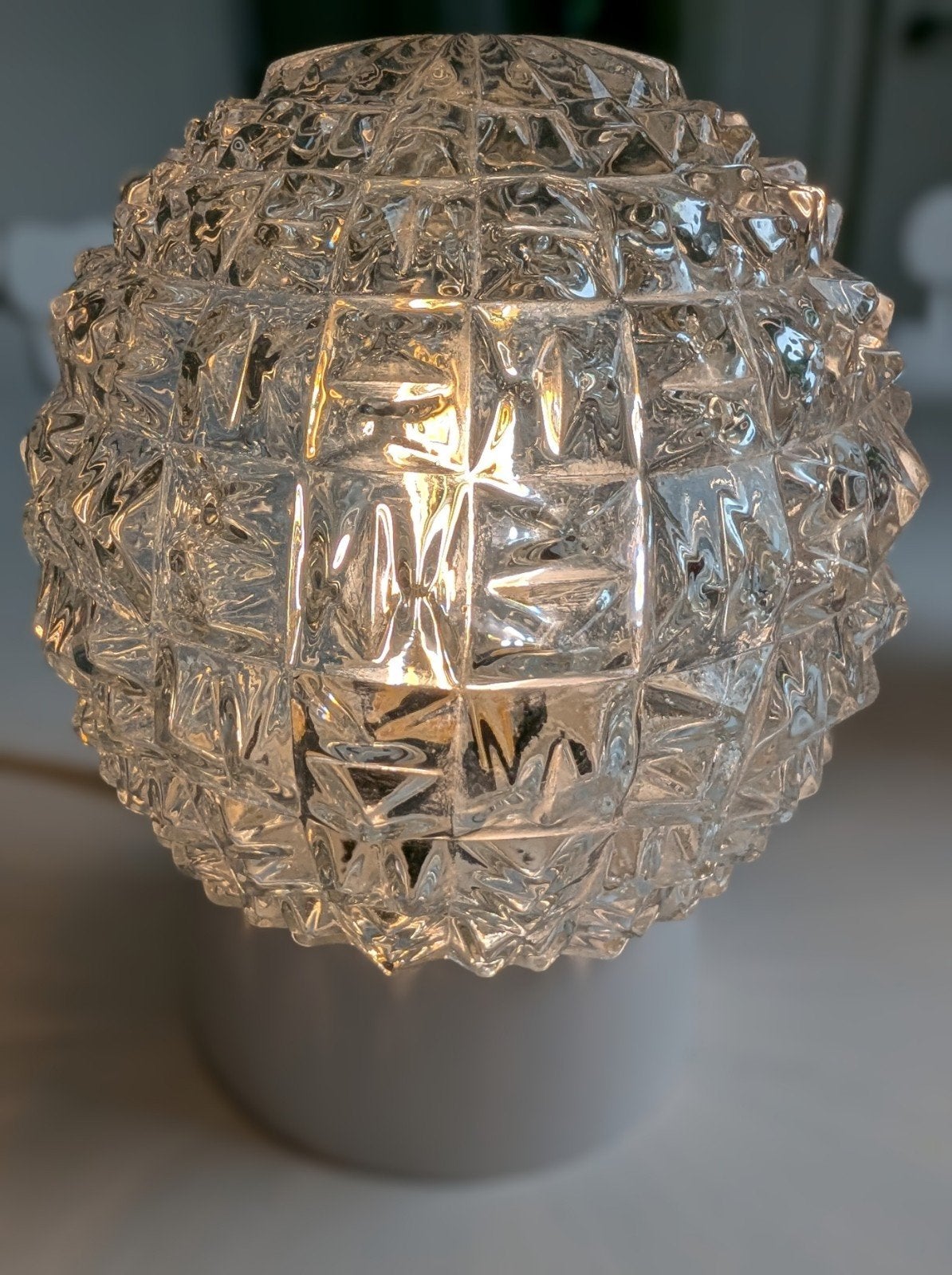 prachtige sfeervolle plafondlamp met geometrisch patroon, Zo goed als nieuw, Plafondlamp, Glas, E27 (groot)