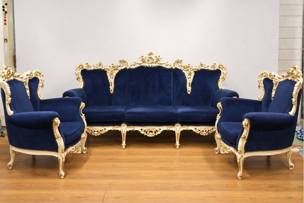 Antieke Rococo zitmeubel, Bankstel - fluwele Bekleding, Ophalen of Verzenden, Niet ingevuld, Niet ingevuld, Niet ingevuld