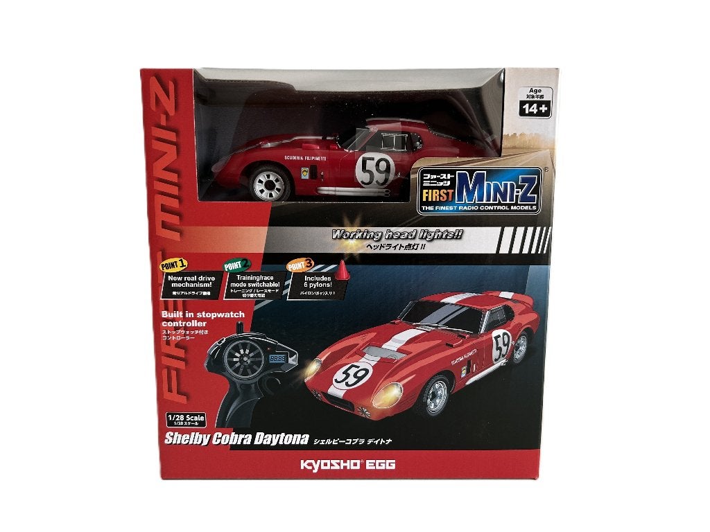 Kyosho First Mini-Z 1:28 Shelby Cobra Daytona No.59 Red, Hobby en Vrije tijd, Modelbouw | Radiografisch | Auto's, Verzenden, Nieuw