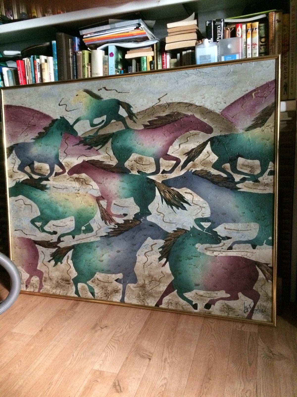 Schilderij van galopperende paarden ., Ophalen