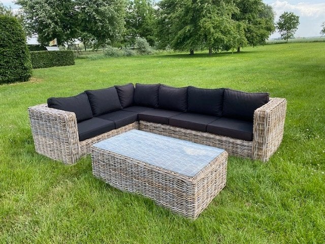 AVH hoek loungeset Nissah XL naturel rotan 2024, Ophalen, 5 zitplaatsen, Rotan, Bank