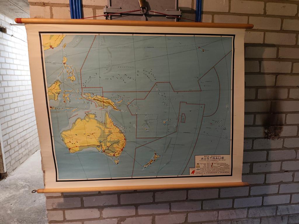 Wandplaat Australië Noordhoff Groningen, 4e druk, 1959, Ophalen of Verzenden, Aardrijkskunde