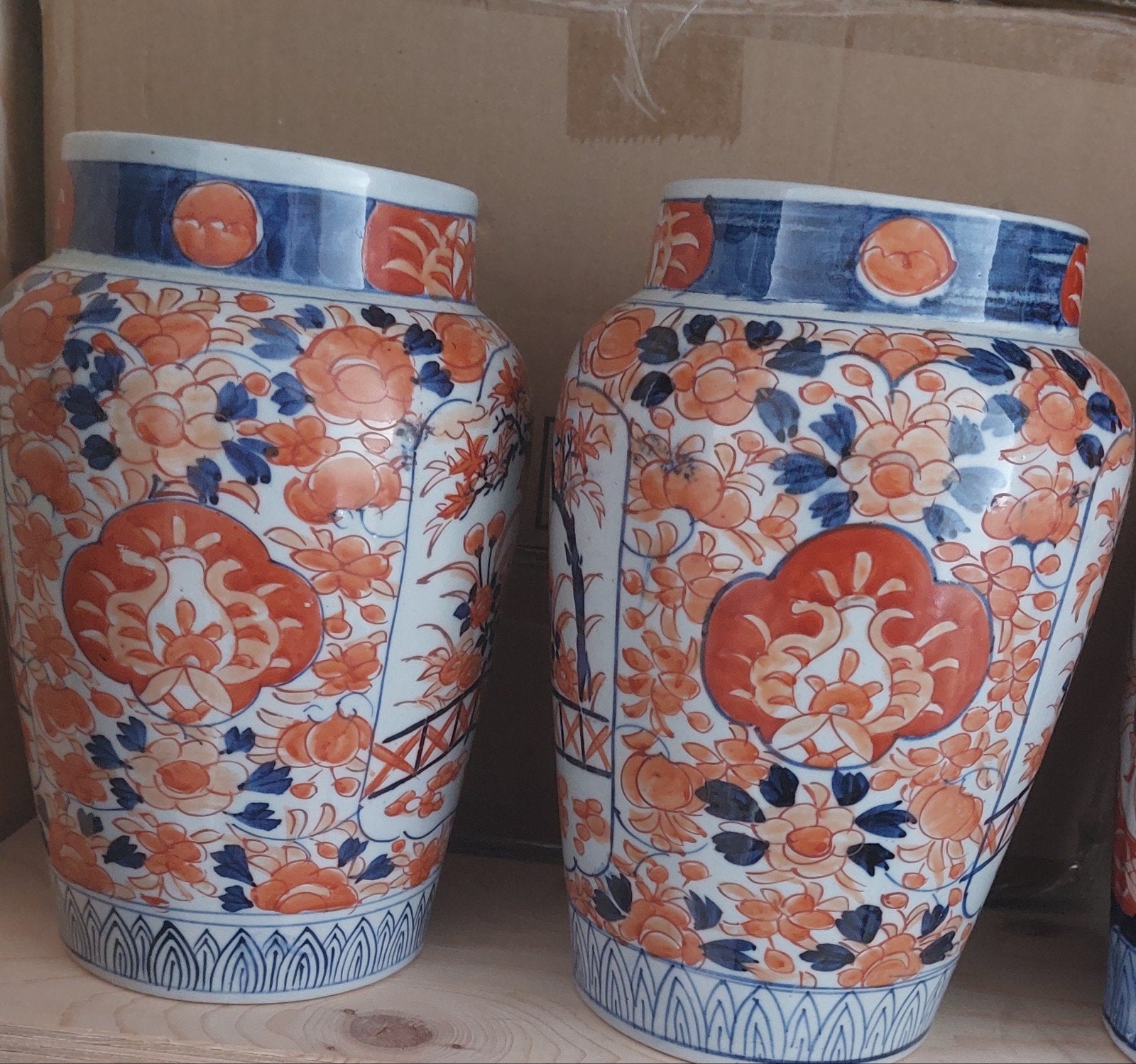 Set van 2 antieke Japanse Imari vazen, Ophalen of Verzenden