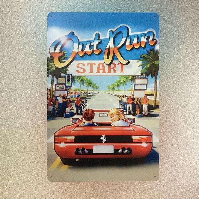 SEGA OUTRUN Retro Arcade Metalen Wandbord Poster., Spelcomputers en Games, Verzenden, 1 speler, Nieuw, Vanaf 3 jaar