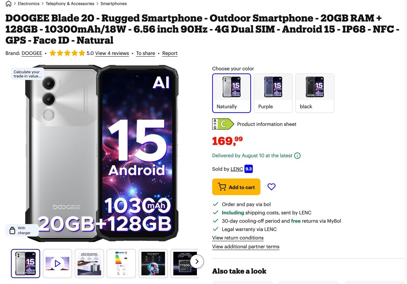 DOOGEE Blade 20 - Robuuste Outdoor Smartphone 128GB/20GB RAM, Ophalen, Overige modellen, Nieuw, Zonder simlock
