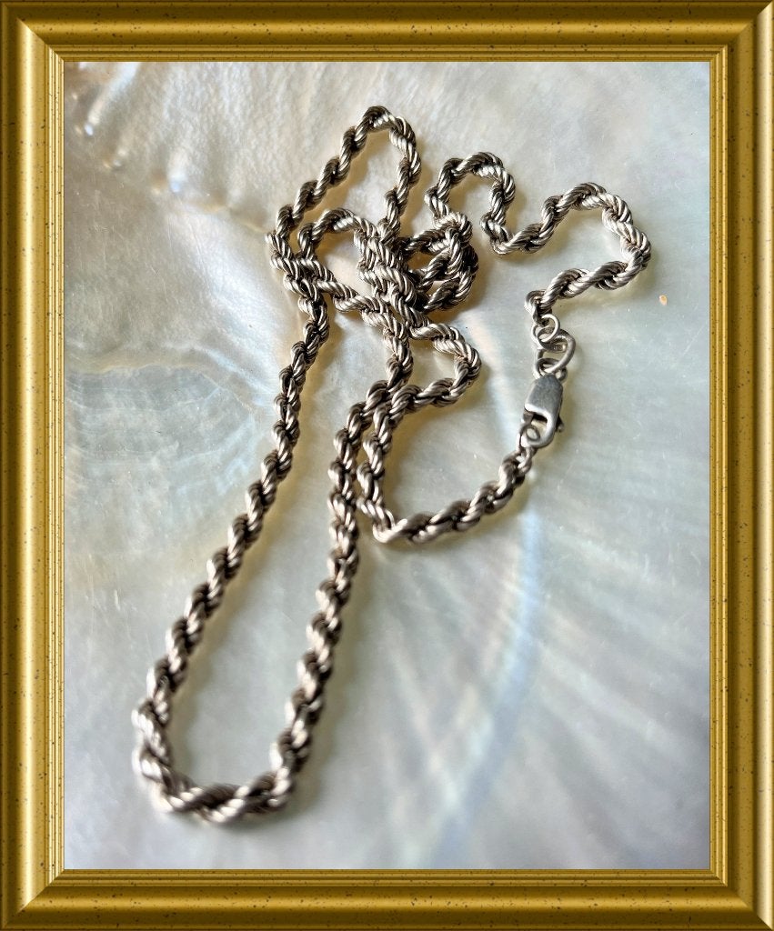 Gedraaide zilveren ketting, koordketting, rope chain, Ophalen of Verzenden, Zilver, Ketting