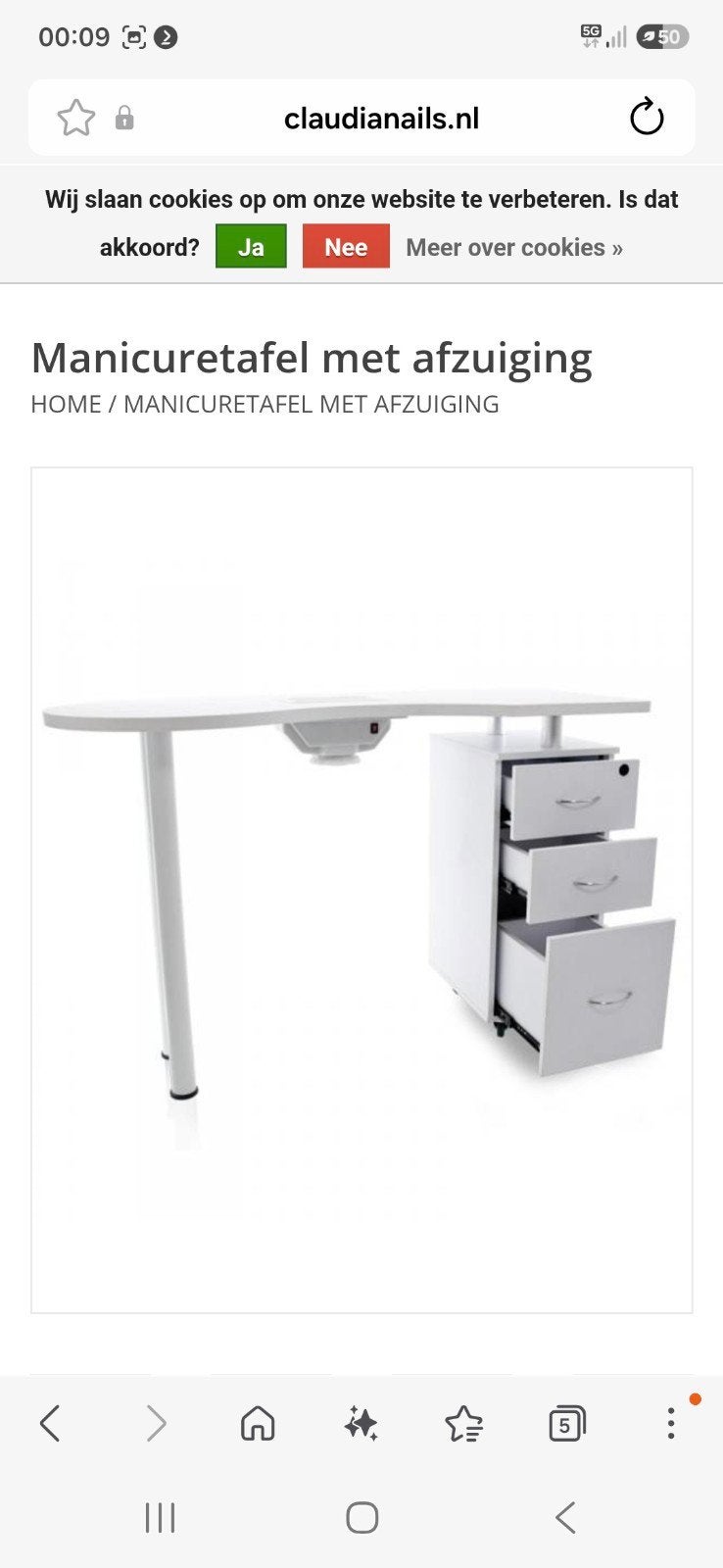 manicure tafel met afzuiging, Ophalen, Gebruikt
