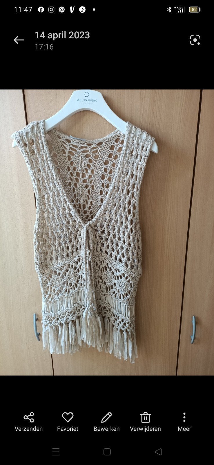 Gehaakt vestje met franjes - Beige, Maat 38/40 (M), Beige, YOU LOOK AMAZING, Ophalen of Verzenden