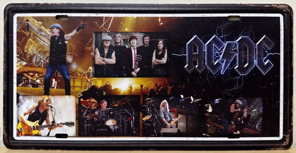 ACDC band collage license plate reclamebord van metaal deco, Info@deconoord.nl, Deco Noord, Nieuw, Ophalen of Verzenden