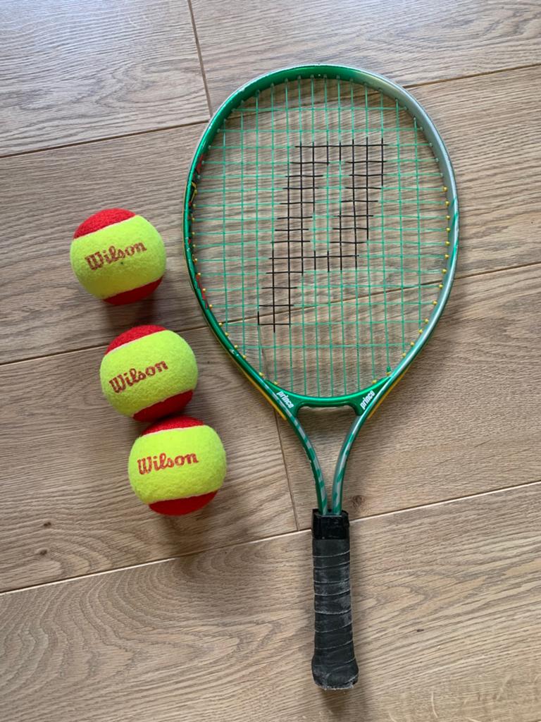 PRINCE tennis racket for kids and Stage 3 balls, Sport en Fitness, Tennis, Ophalen, Gebruikt, Racket, Prince