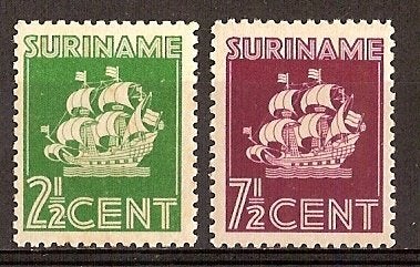 Suriname NVPH nr 195/6 postfris Indische Druk 1941, Ophalen of Verzenden, Postfris