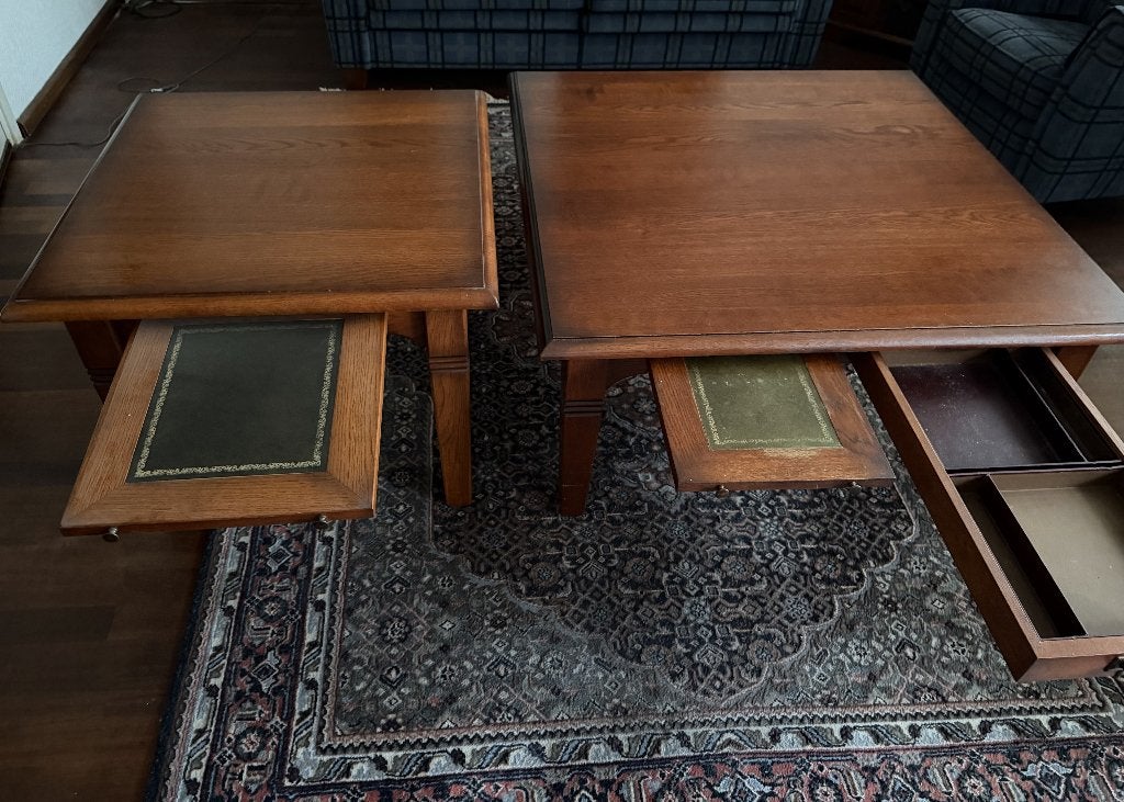 Salontafel met lade en uitschuif plateau en bijzettafel, Ophalen, 50 – 75, 50 tot 100 cm, 50 tot 100 cm