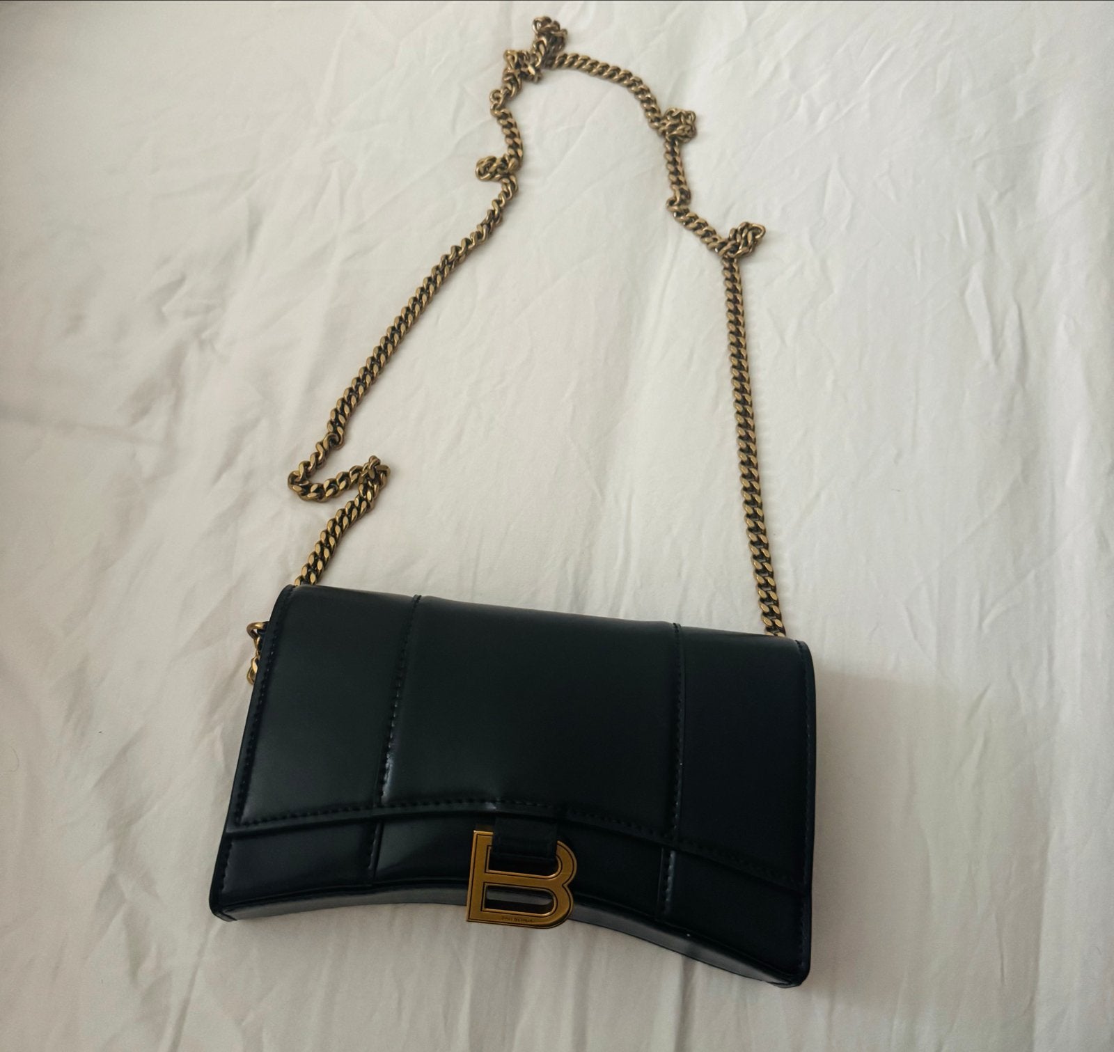 Balenciaga Hourglass Wallet on Chain Zwart, Ophalen, Nieuw, Zwart, Schoudertasje