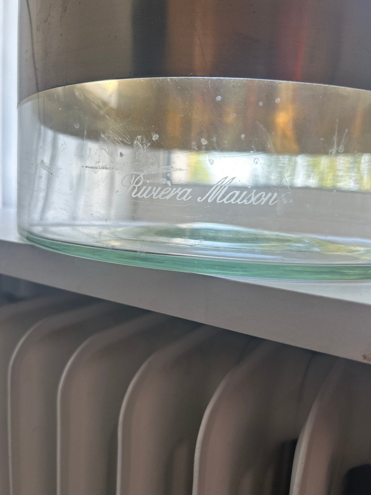 Riviera Maison Tafellamp Glas met Linnen Kap, Gebruikt, Riviera Maison, Glas, Landelijk