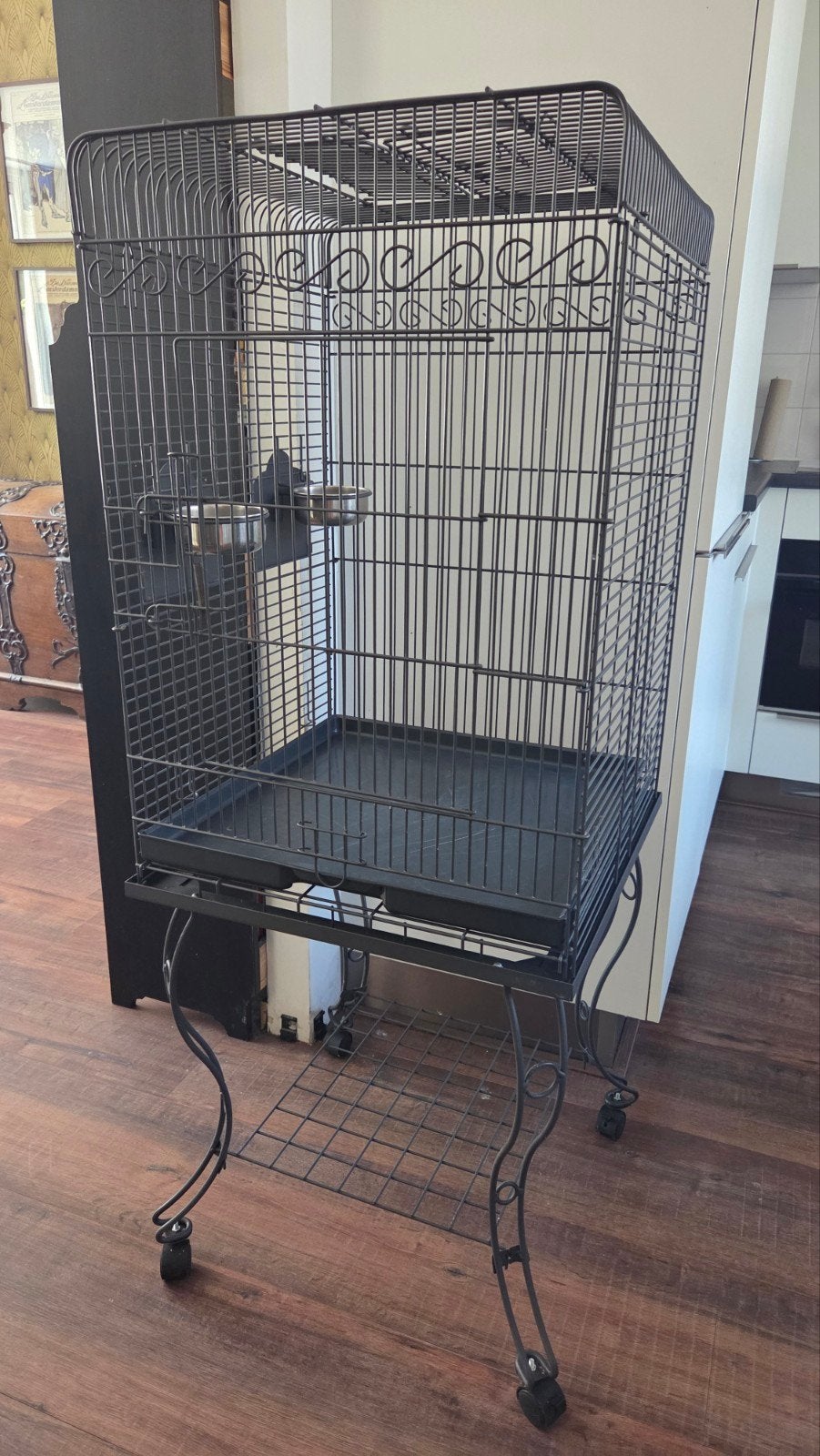 Vogelkooi parkiet, agapornis 135 x 53 cm met accessoires, Ophalen, Gebruikt, Metaal, Vogelkooi