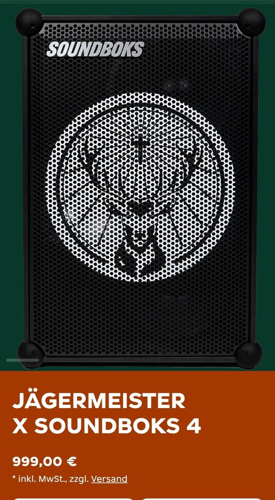 Soundboks 4 Limited Jägermeister Edition 10x gebruikt, Ophalen, Zo goed als nieuw, Overige merken
