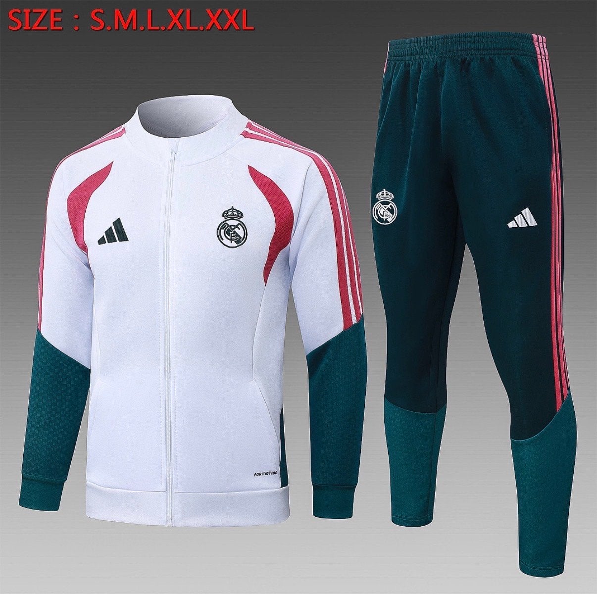 Real Madrid Trainingspak - Wit/Groen/Rood, Maat 38/40 (M), Verzenden, Wit, Overige typen