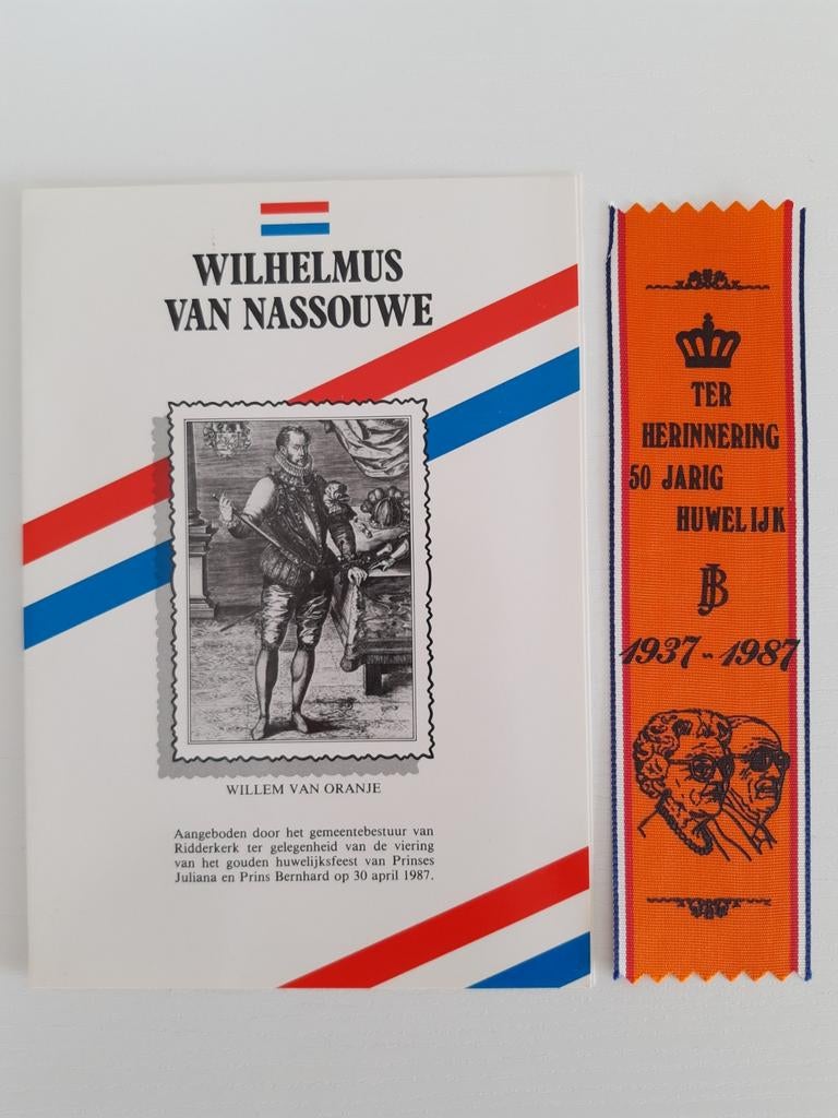 Juliana & Bernhard vaantje + tekst Volkslied, Verzamelen, Ophalen of Verzenden, Zo goed als nieuw, Nederland, Kaart, Foto of Prent