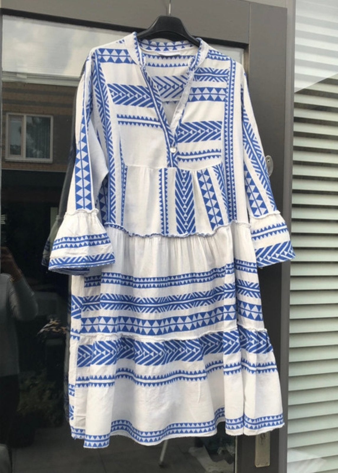 gewilde tunic blauw wit one size katoen valt tot knie hoogte, Ophalen of Verzenden, Zo goed als nieuw, Maat 38/40 (M), Blauw