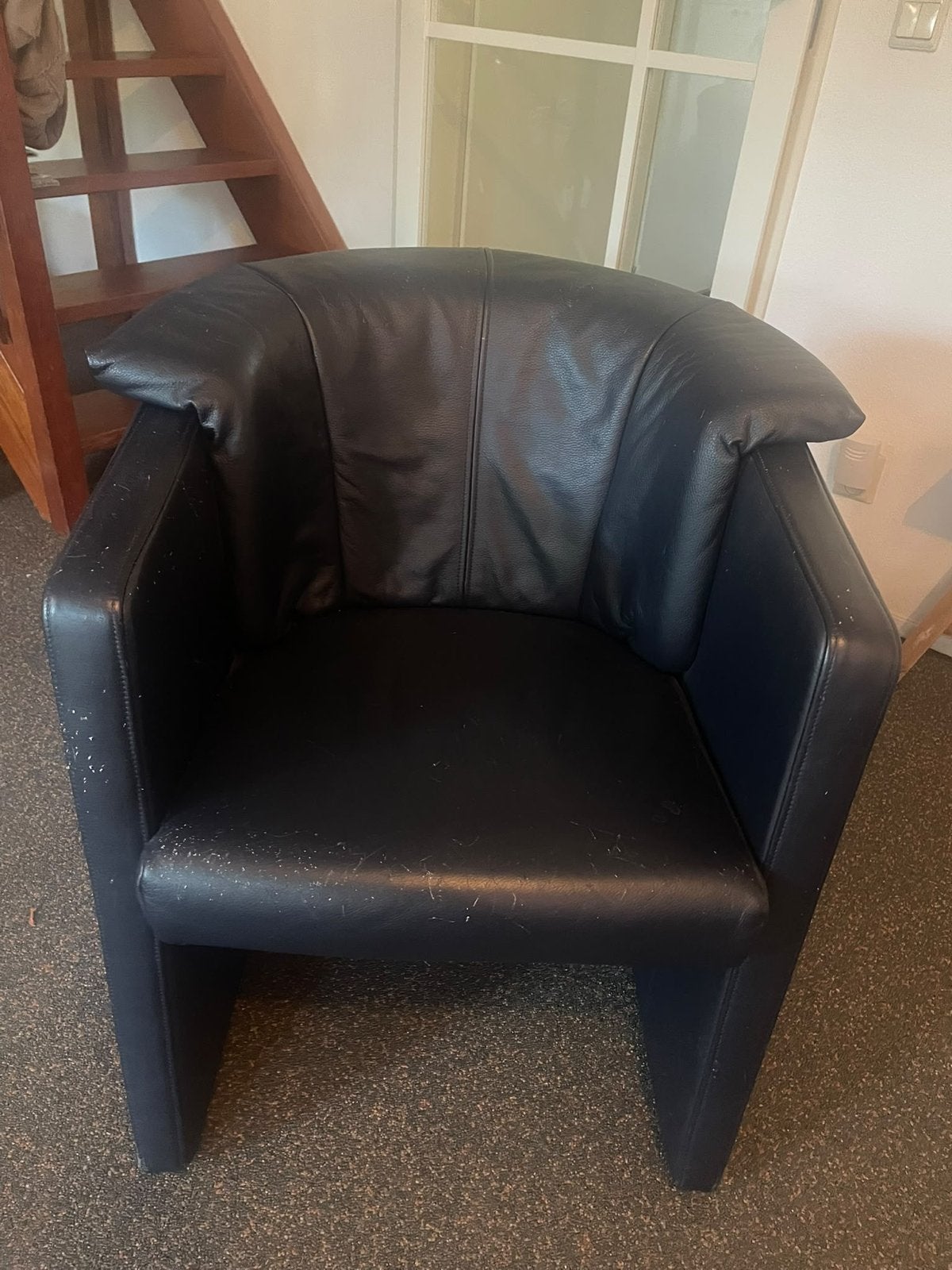 Rolf Benz fauteuil - Zwart leer, Huis en Inrichting, Ophalen, Gebruikt, Zwart, Leer