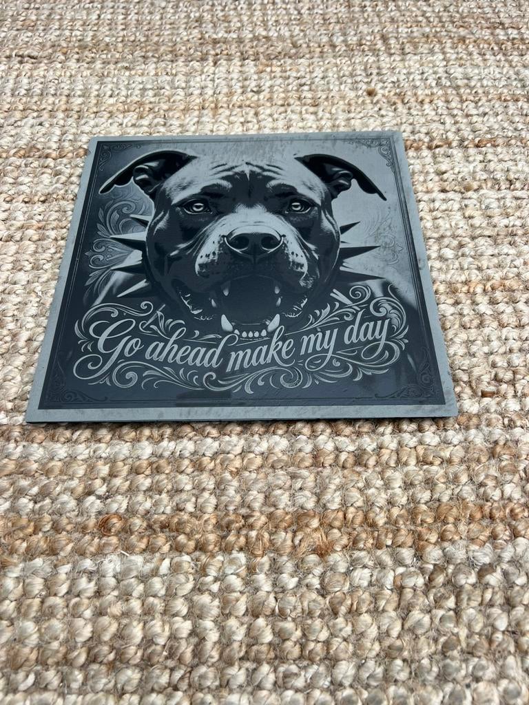 Pitbull honden waakbord afmetingen 25x25cm Leisteen, Ophalen of Verzenden, Nieuw