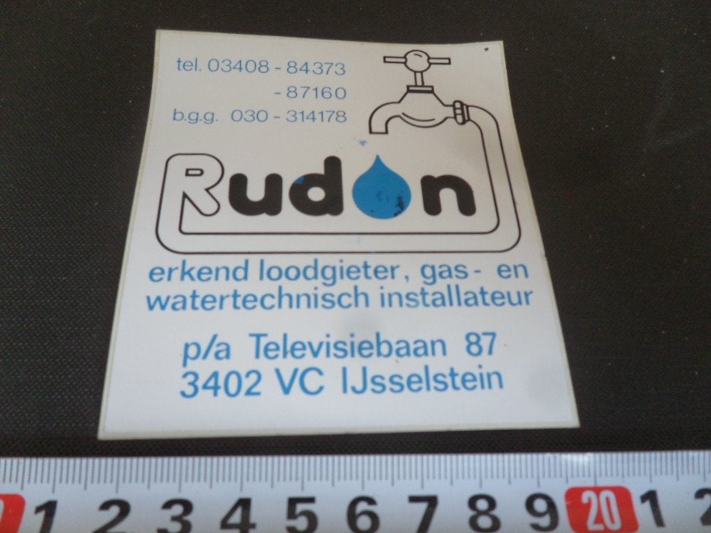 sticker IJsselstein RUDON erkend loodgieter p/a Televisieb., Verzamelen, Ophalen of Verzenden, Zo goed als nieuw