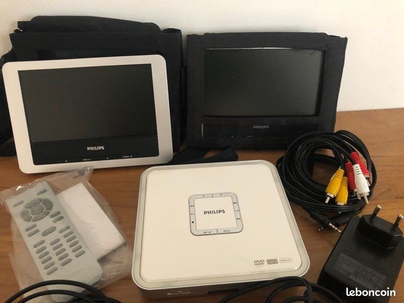 Philips Draagbare DVD Speler (PET 712) incl. 2x schermen, Audio, Tv en Foto, Dvd-spelers, Ophalen of Verzenden, Zo goed als nieuw