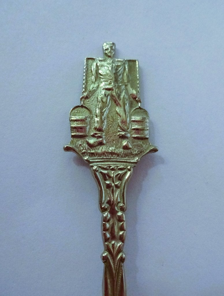 1 Thee Lepeltje man met juk en 2 emmers * 12 cm, Verzenden, Gebruikt, Rvs of Chroom, Theelepel