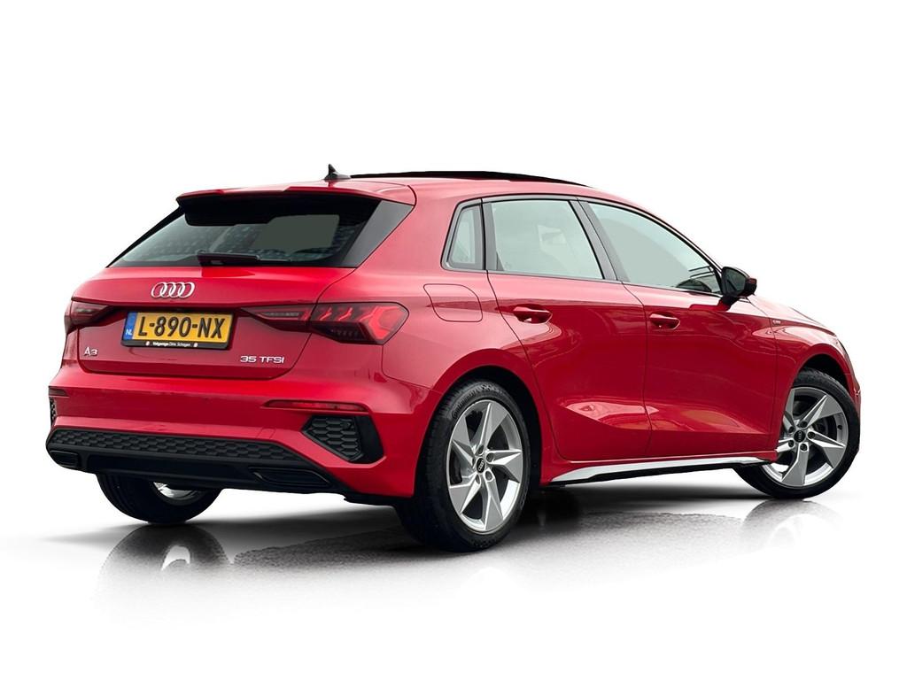 Audi A3 Sportback 35 TFSI 2x S-Line ✅ Pano ✅ LED ✅ Cam, 4 cilinders, 150 pk, Leder en Stof, Origineel Nederlands