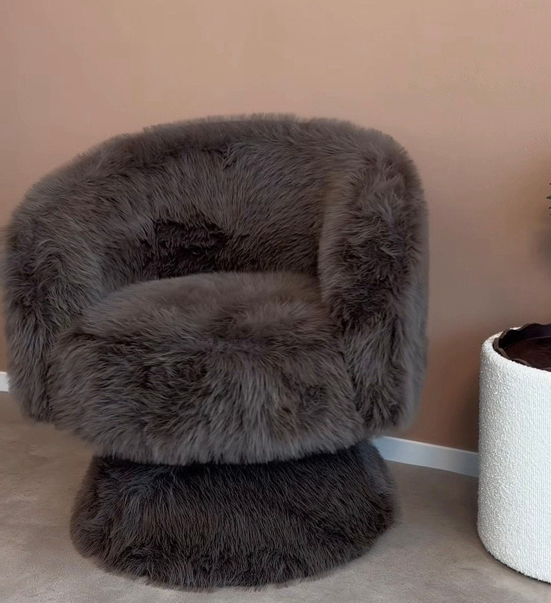 Fluffy Draaifauteuil - Bruin, Hout, Modern, Japandi, Comfortabel, Nieuw, Ophalen of Verzenden