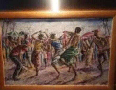 Mooi acryl schilderij gemaakt door Alfred Mensah, Ophalen of Verzenden, Schilderij, 40 cm, Geschilderd