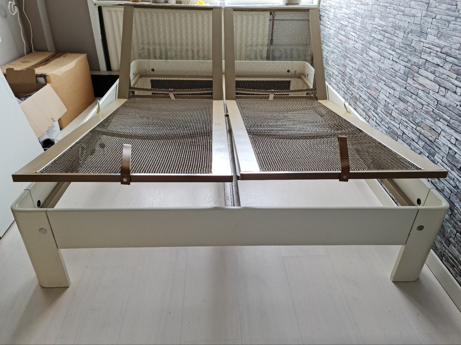 Auping auronde 180x200. Gasveer verstelbaar. Prima bed, Ophalen, Wit, Tweepersoons, 180 cm