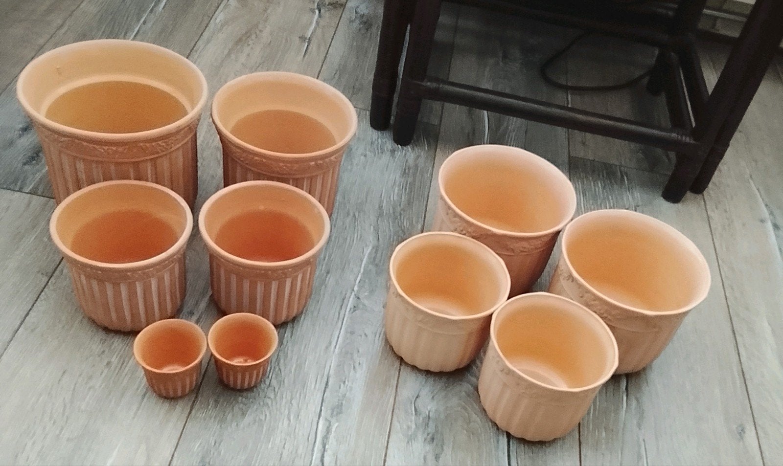 Set van 10 vintage terracotta plantenpotten–deels Italië, Gebruikt, Rond, Ophalen of Verzenden, Balkon